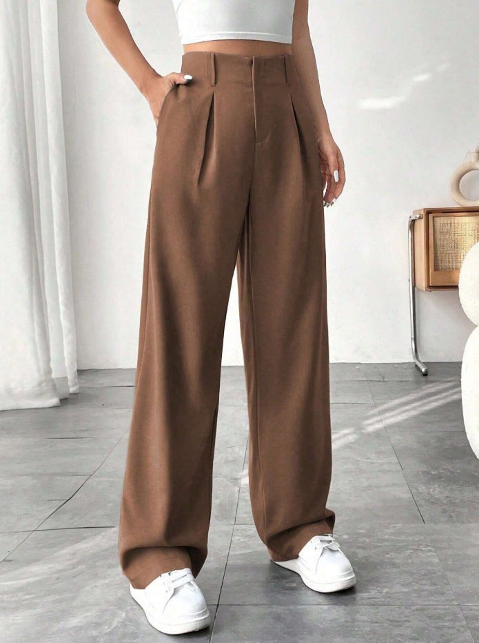 Damen Elegante Bundfaltenhose mit weitem Schnitt