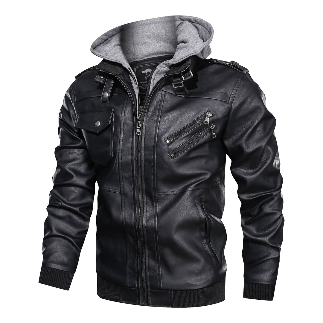 Herren Piloten-Blouson aus Kunstleder mit integriertem Kapuzen-Inlay und Zipper-Details Nord Taschen