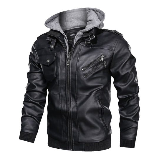 Herren Piloten-Blouson aus Kunstleder mit integriertem Kapuzen-Inlay und Zipper-Details Nord Taschen