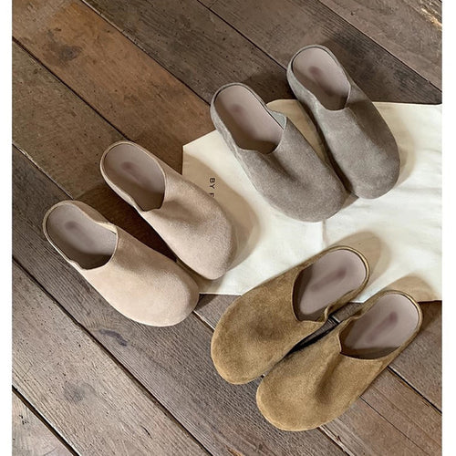Damen Geschlossene Veloursleder-Pantolette mit gepolstertem Komfortfußbett Nord Taschen