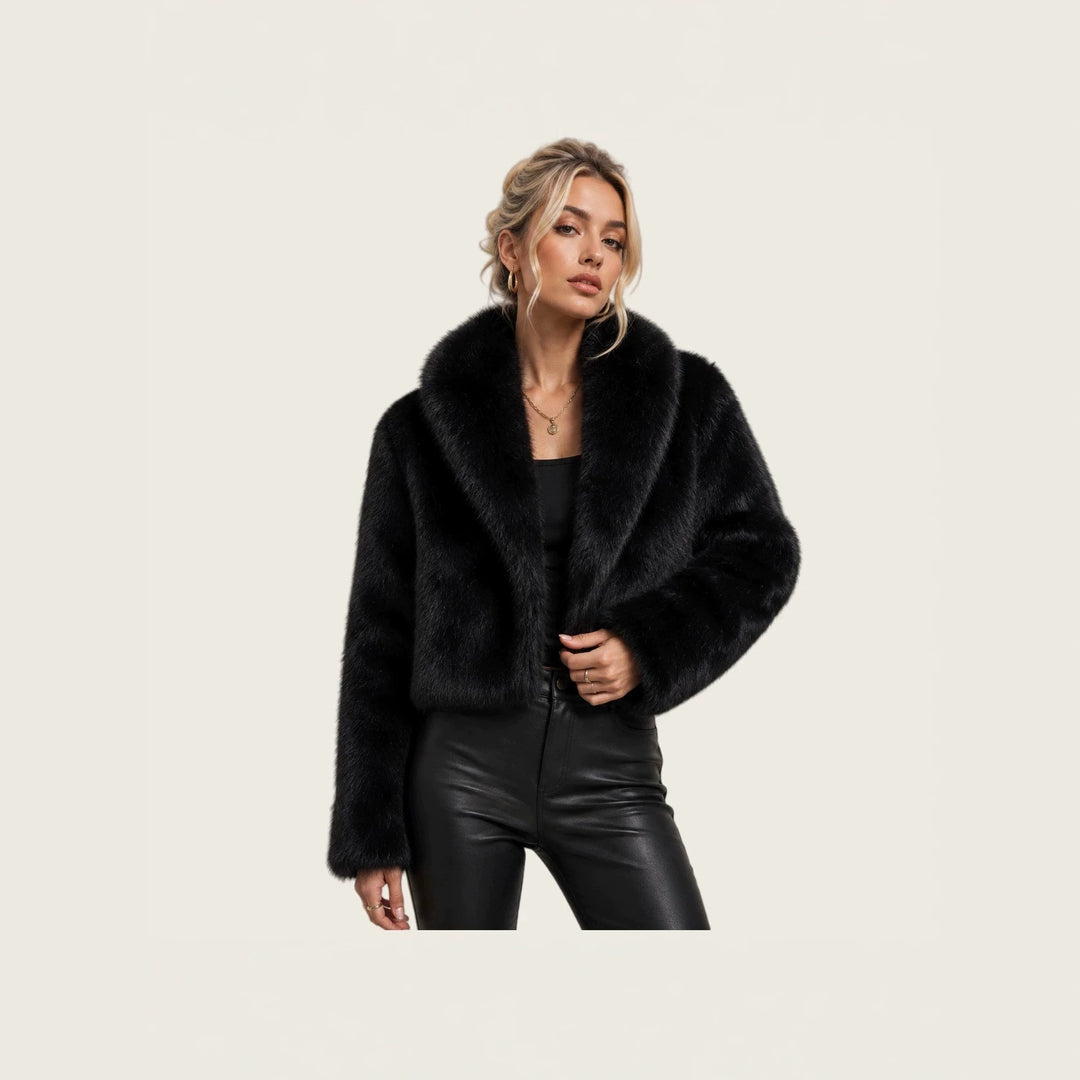 Damen Kurz geschnittener Luxus‑Kunstpelz‑Bolero mit voluminösem Schalkragen Nord Taschen