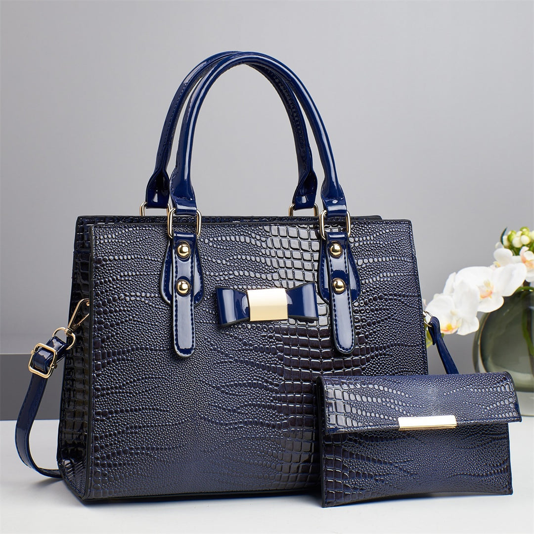 Damen Handtasche mit strukturiertem Kroko-Look und abnehmbarer Clutch Nord Taschen