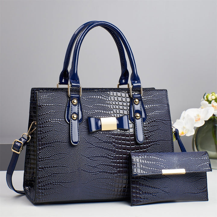 Damen Handtasche mit strukturiertem Kroko-Look und abnehmbarer Clutch Nord Taschen
