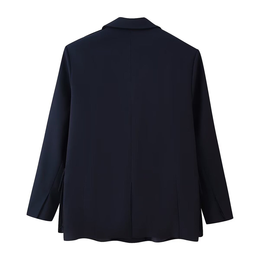 Damen Doppelreihiger Oversize-Blazer-Mantel mit Epauletten und großen Klappentaschen Nord Taschen