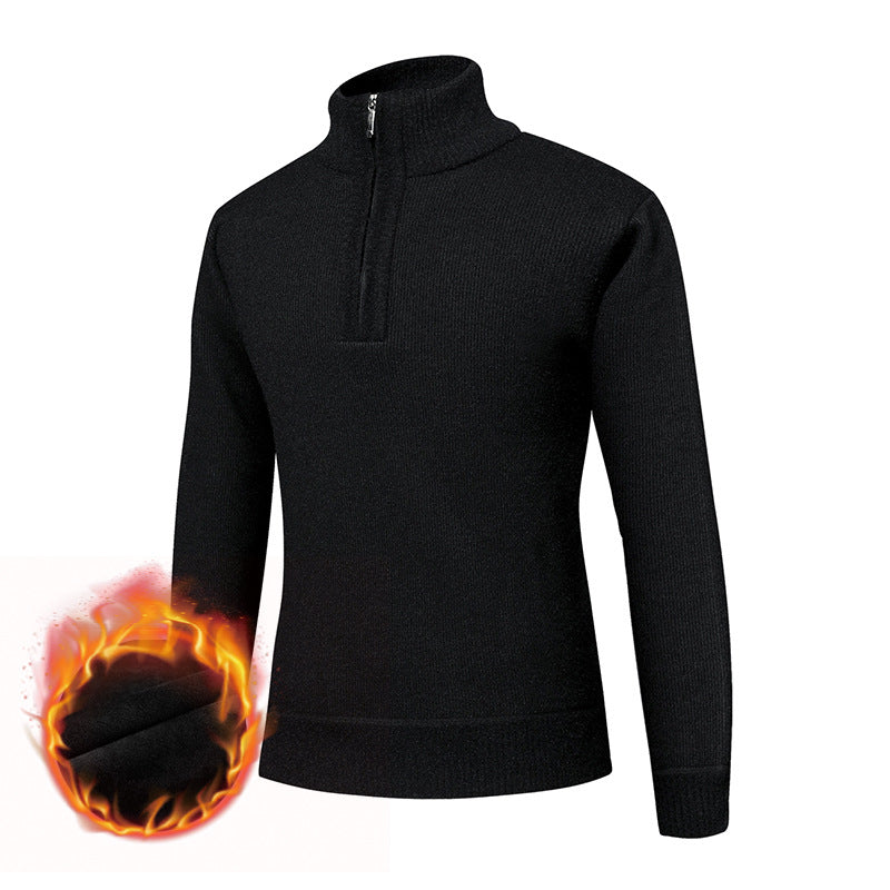 Herren Thermo-gefütterter Halbzip-Pullover mit Stehkragen und wärmender Fleece-Innenseite Nord Taschen