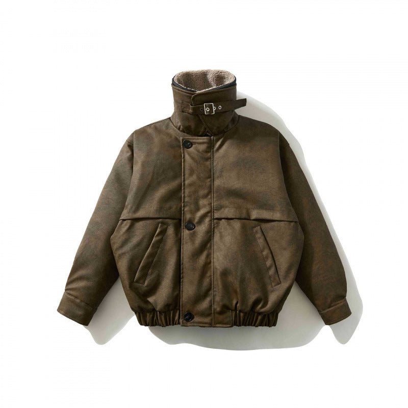 Herren Kurz geschnittene Pilotjacke mit Teddykragen, wattierter Innenlage und elastischem Saum Nord Taschen