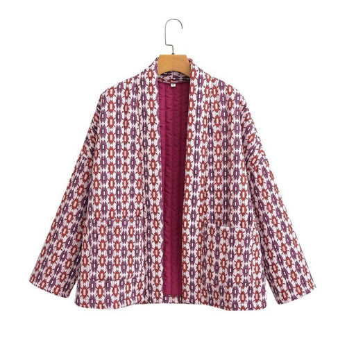 Damen Gesteppte Kimono-Überwurfjacke mit offenem Schnitt und aufgesetzten Taschen Nord Taschen