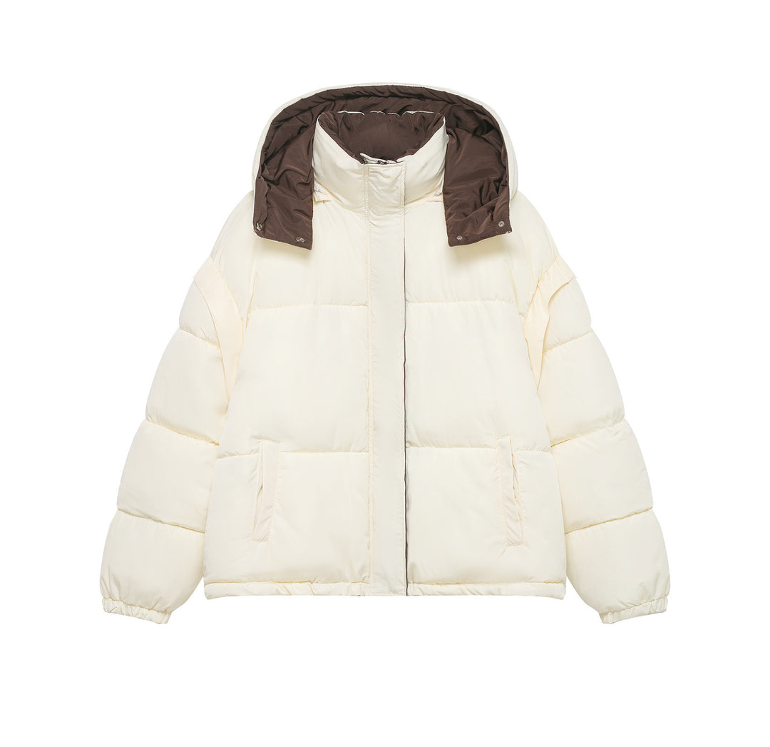 Damen Oversize-Steppjacke mit Kapuze und hohem Stehkragen Nord Taschen
