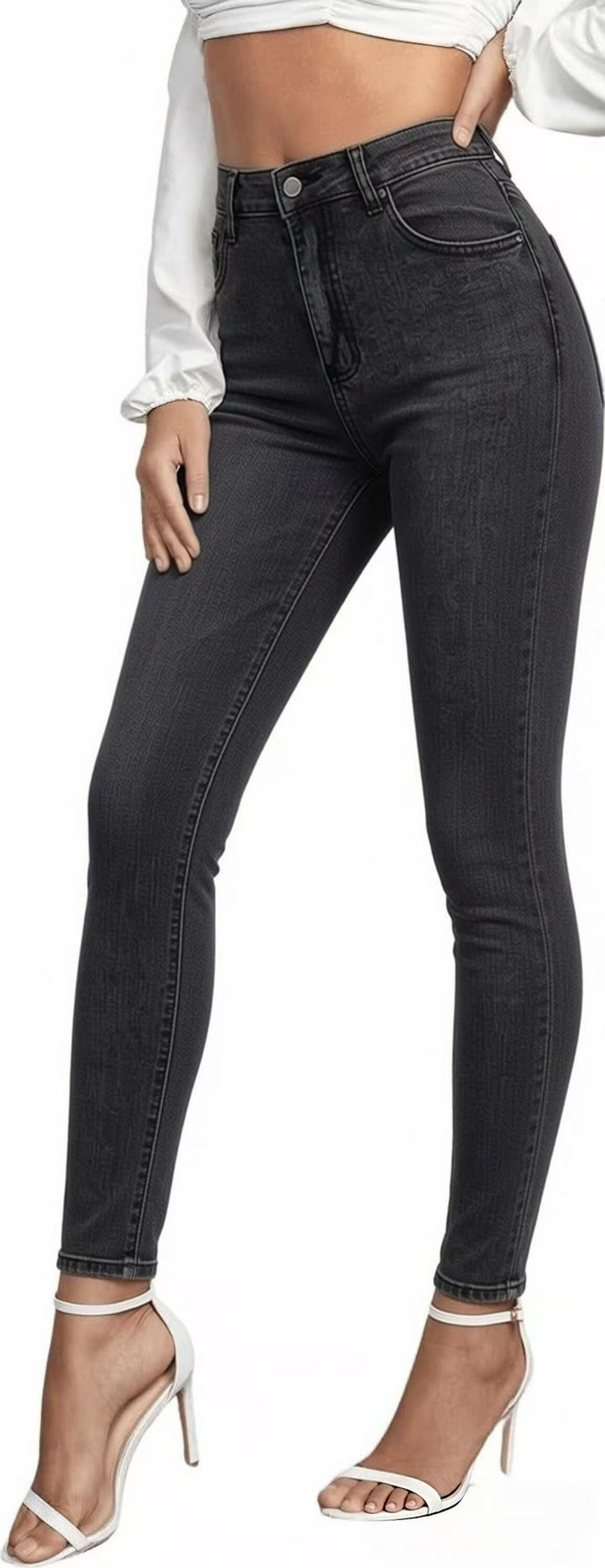 Damen hochgeschnittene Skinny-Jeans mit figurformendem Stretch und knöchellanger Passform Nord Taschen