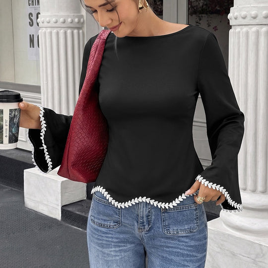 Damen Elegantes Oberteil mit Spitzendetails Nord Taschen