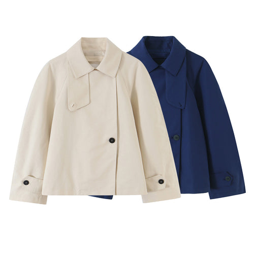Damen Kurzjacke im Boxy‑Schnitt mit verdeckter Knopfleiste und Hemdkragen Nord Taschen