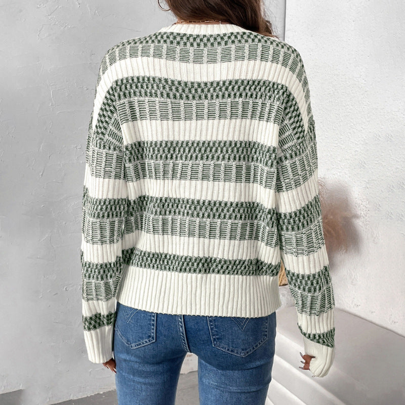 Damen Relaxed-Fit Rippstrickpullover mit Drop-Shoulder und breiten Ärmeln Nord Taschen