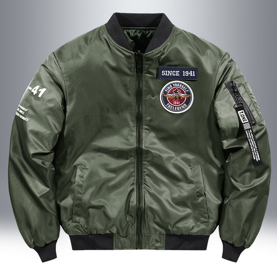 Herren Piloten-Bomberjacke mit Patch-Details, Nylon‑Shell und Ärmeltasche Nord Taschen