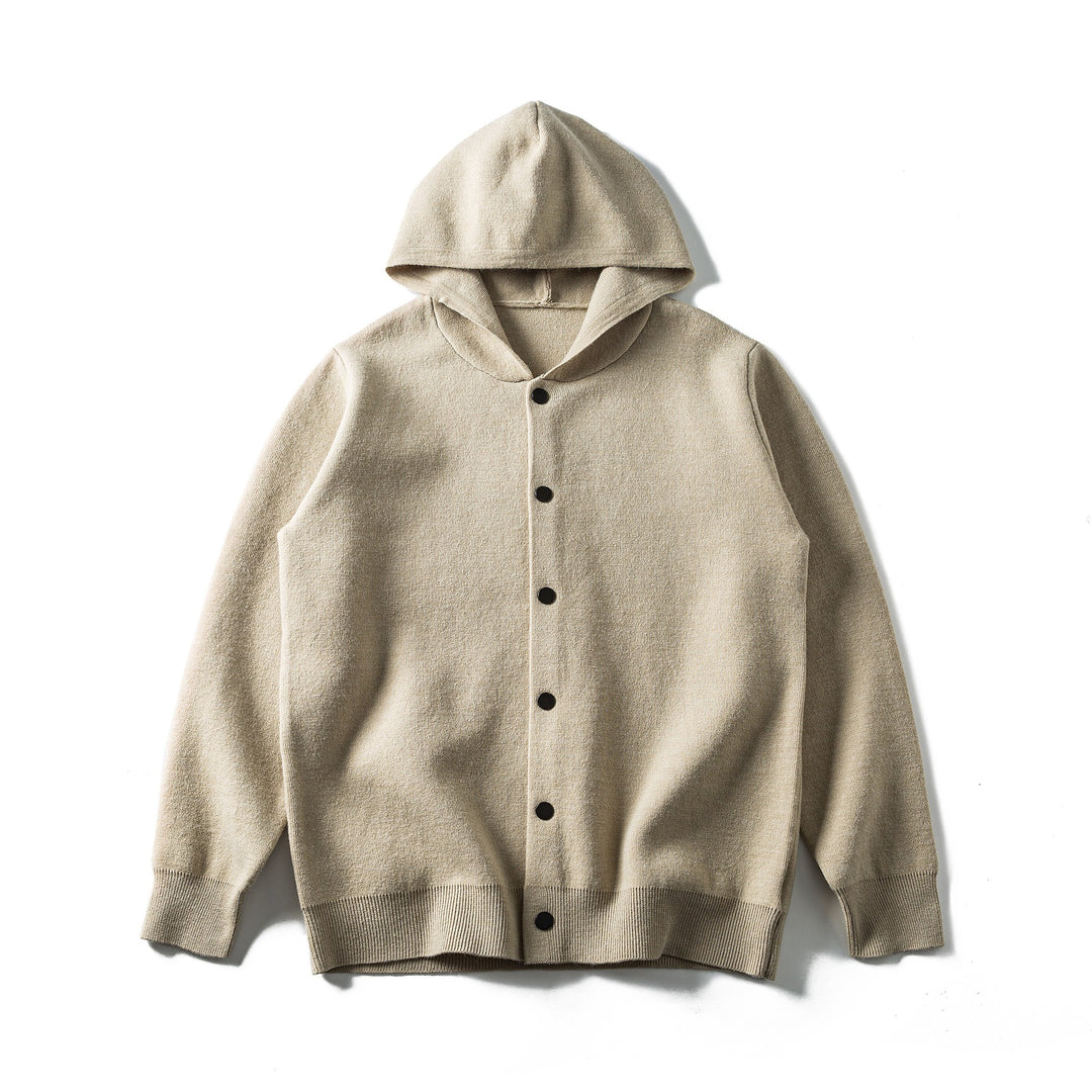 Unisex Leichte Kapuzen‑Strickjacke mit Druckknopfleiste und Rippbündchen Nord Taschen