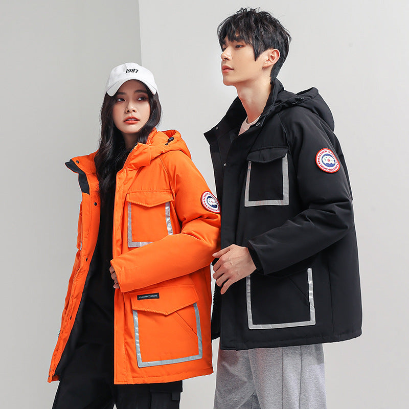 Damen Parka-Jacke mit Kapuze, wattiert, reflektierenden Einsätzen und großen Cargo-Taschen Nord Taschen