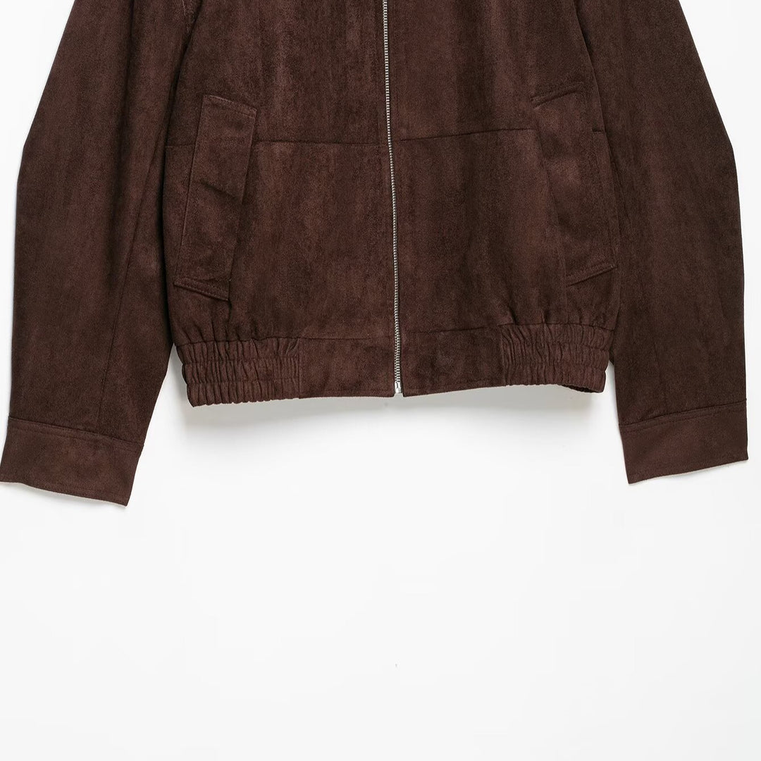 Damen Velourslederoptik Bomberjacke mit Funnelkragen und elastischem Saum Nord Taschen