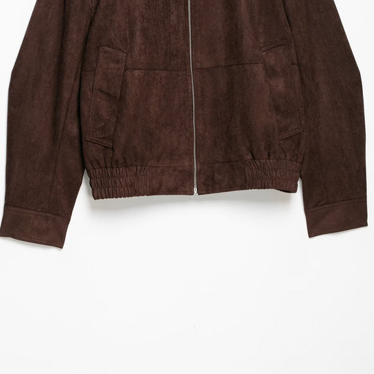 Damen Velourslederoptik Bomberjacke mit Funnelkragen und elastischem Saum Nord Taschen