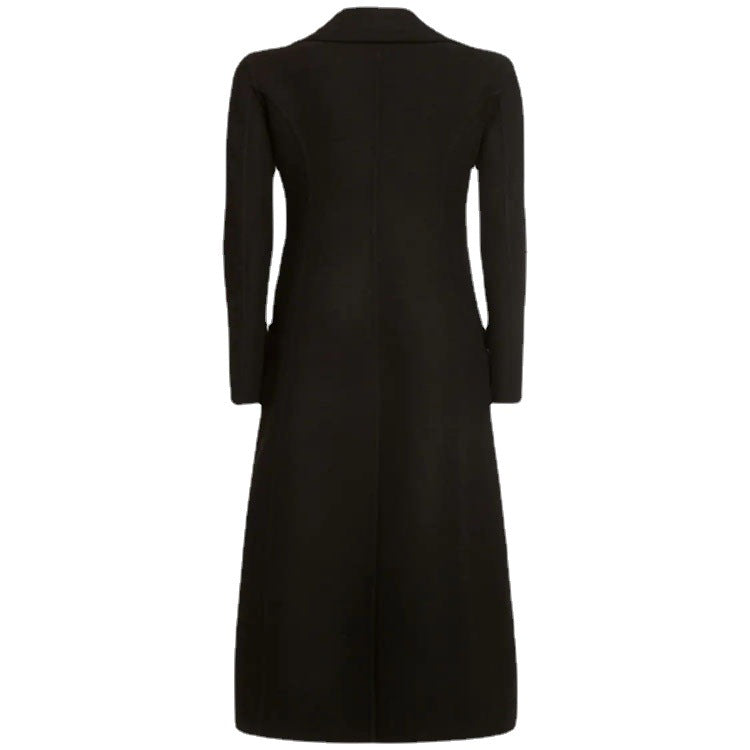Damen Eleganter bodenlanger Wollmix‑Longcoat im Clean‑Cut Doppelreiher mit strukturierter Schulterpartie Nord Taschen