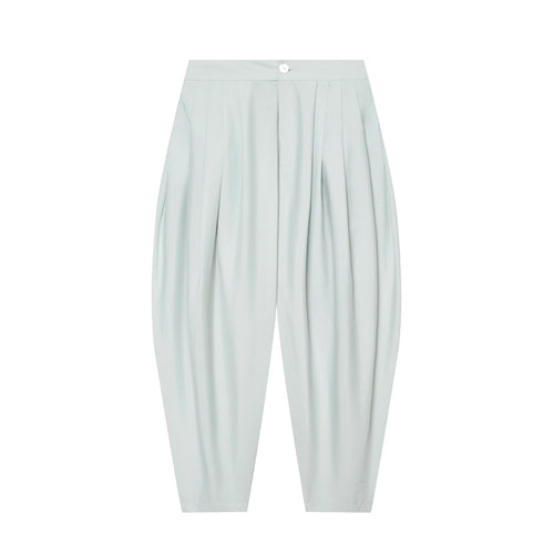 Damen Hochtaillierte plissierte Haremhose mit Kellerfalten und konischem Bein Nord Taschen