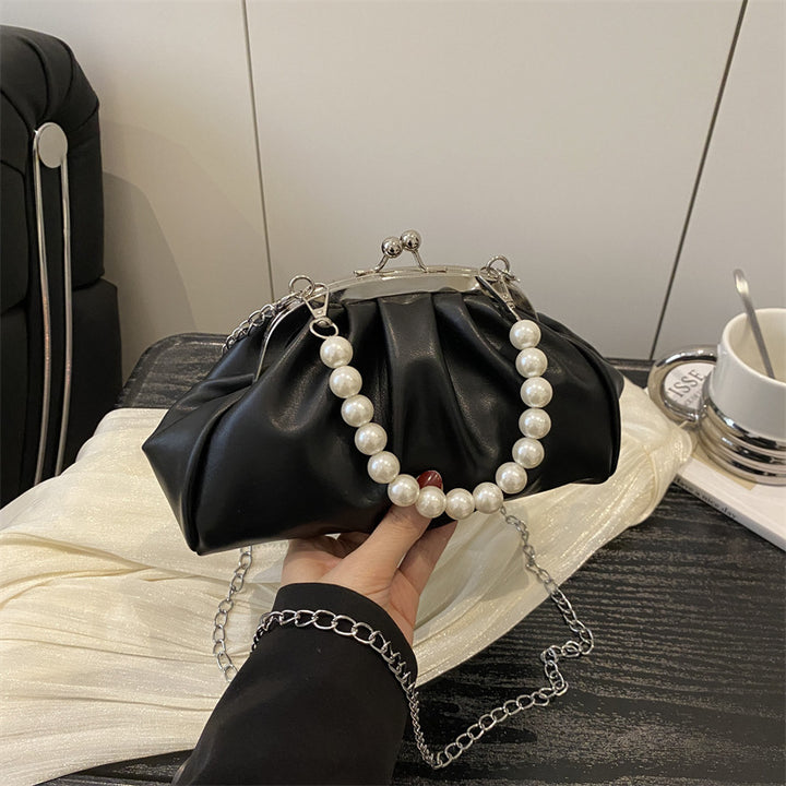 Damen-Handtasche mit eleganter Perlenkette und raffiniertem Rüschendesign Nord Taschen