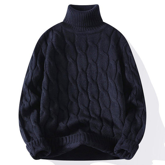 Damen Grobgestrickter Rollkragenpullover mit Zopfmuster und Oversize-Schnitt Nord Taschen