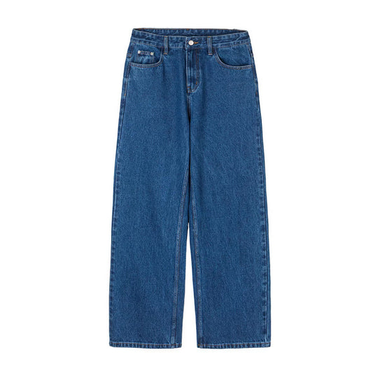 Damen Weite Denim-Jeans mit hoher Taille, geradem Bein und Fünf-Taschen-Design Nord Taschen