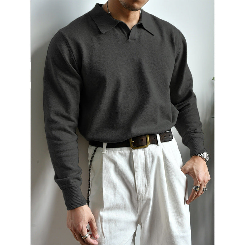 Unisex Oversized Polokragen-Feinstrickpullover mit weitem Schnitt Nord Taschen