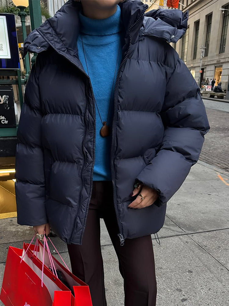 Damen Oversize Stepp-Pufferjacke mit abnehmbarer Kapuze und Zwei-Wege-Reißverschluss Nord Taschen