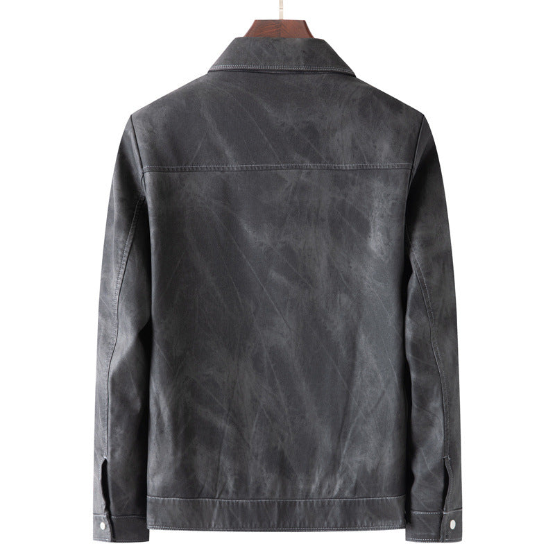 Herren Velourslederoptik-Truckerjacke mit Hemdkragen und Pattentaschen Nord Taschen