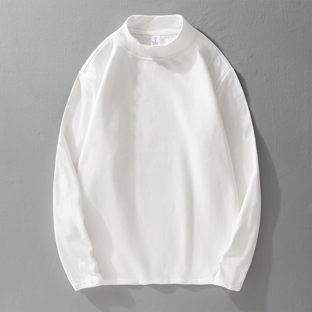 Herren Langärmeliges Feines Baumwollshirt mit Stehkragen und Relaxed-Fit Nord Taschen