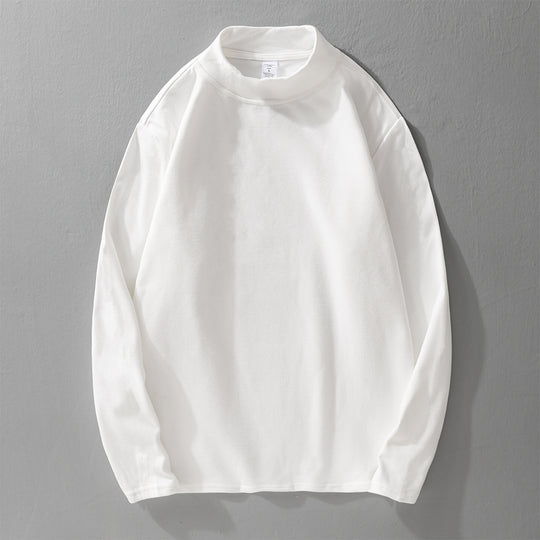 Herren Langärmeliges Feines Baumwollshirt mit Stehkragen und Relaxed-Fit Nord Taschen