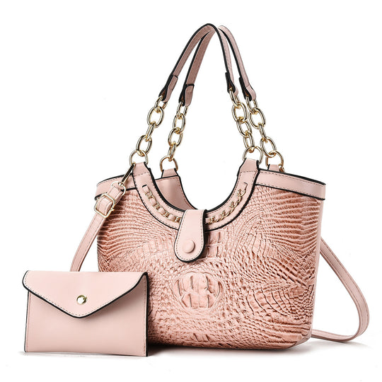 Damen Handtasche mit luxuriösem Krokodil-Look und abnehmbarer Mini-Clutch Nord Taschen