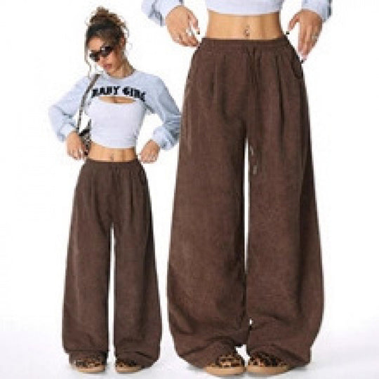 Damen Weite Cordhose mit hohem elastischem Bund und Kordel Nord Taschen