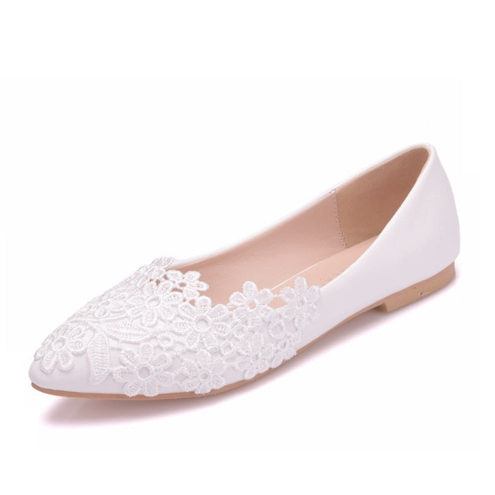 Damen Elegante Ballerinas mit filigraner Blumenstickerei