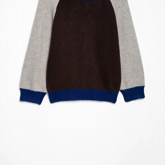 Damen Farbblock-Rundhals-Pullover mit Raglanärmeln Nord Taschen