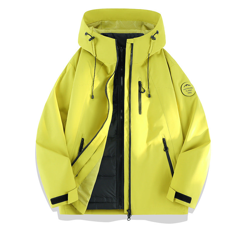 Damen Leichte wasserdichte Kapuzenjacke mit Teddy‑Charm und verdeckten Reißverschlusstaschen Nord Taschen