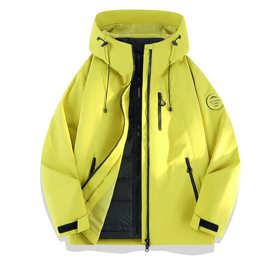 Damen Leichte wasserdichte Kapuzenjacke mit Teddy‑Charm und verdeckten Reißverschlusstaschen Nord Taschen