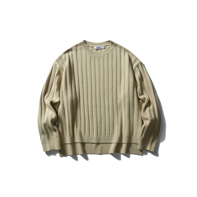 Unisex Grobgerippter Oversize-Strickpullover mit Rundhals und verlängertem Saum Nord Taschen
