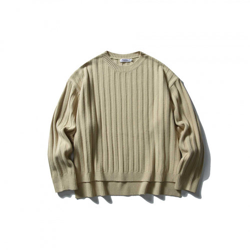 Unisex Grobgerippter Oversize-Strickpullover mit Rundhals und verlängertem Saum Nord Taschen
