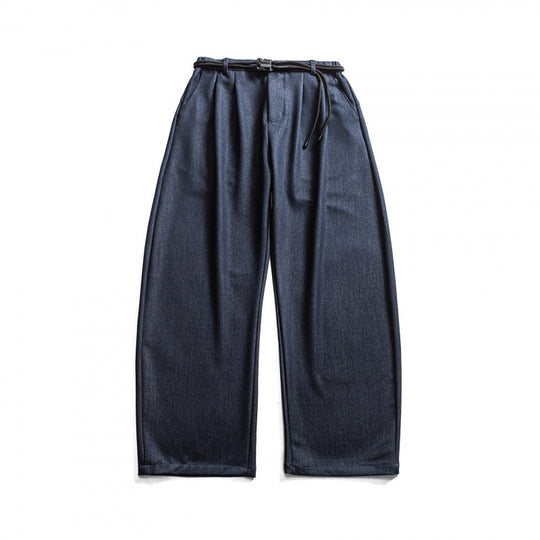 Damen Hochtalierte weite Marlene-Hose mit Faltenbund und Tunnelzuggürtel Nord Taschen