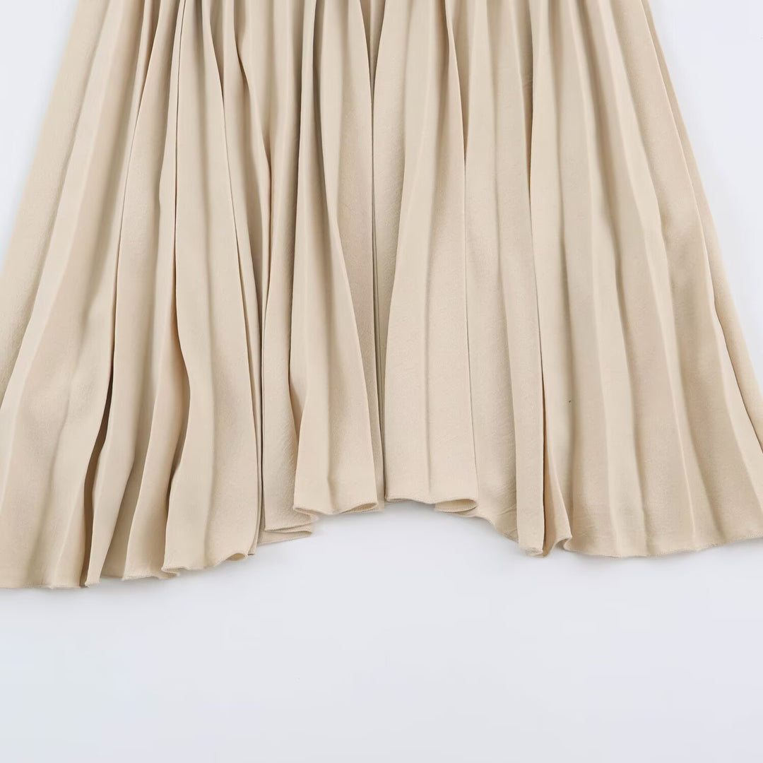 Damen Plissiertes Midikleid mit Wick‑V‑Ausschnitt und Taillengürtel Nord Taschen