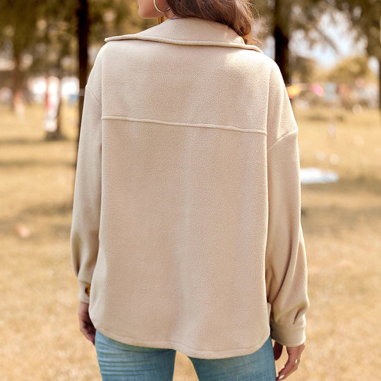 Damen Flauschige Oversized Jacke Nord Taschen