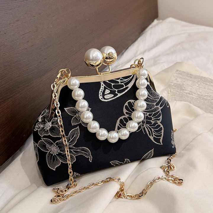 Damen elegante Abendtasche mit Perlenbesatz Nord Taschen