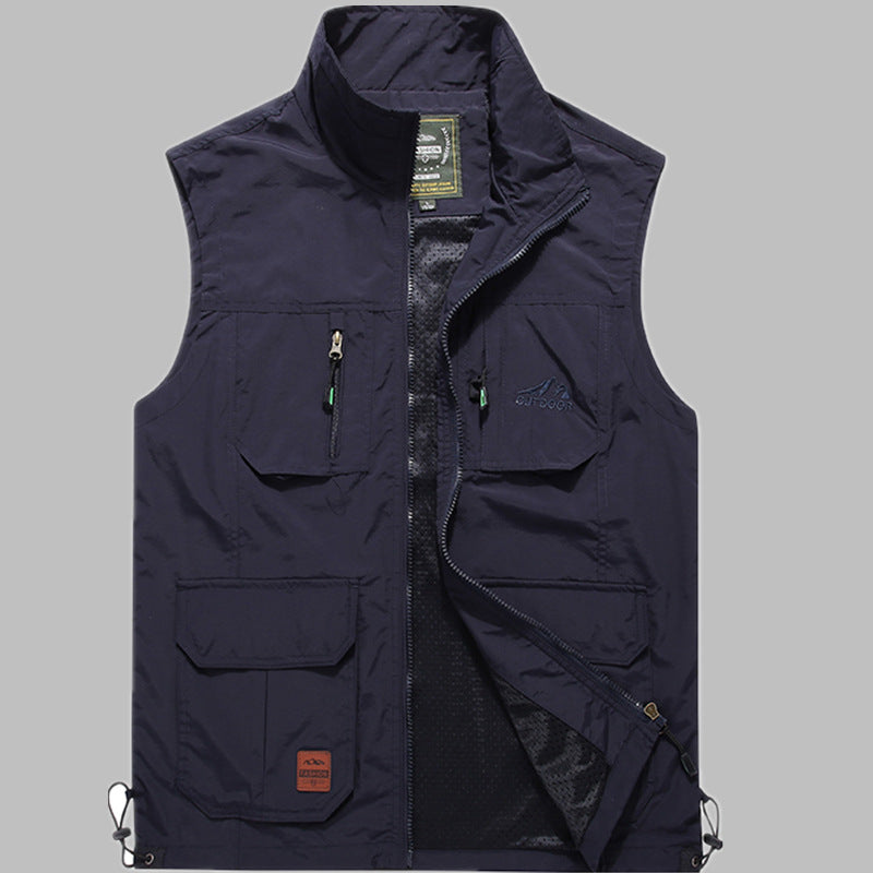 Herren multifunktionale Outdoor‑Utility‑Weste mit Reißverschluss, Mehrfachtaschen und atmungsaktivem Meshfutter Nord Taschen