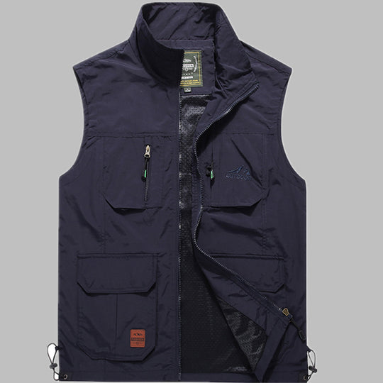 Herren multifunktionale Outdoor‑Utility‑Weste mit Reißverschluss, Mehrfachtaschen und atmungsaktivem Meshfutter Nord Taschen