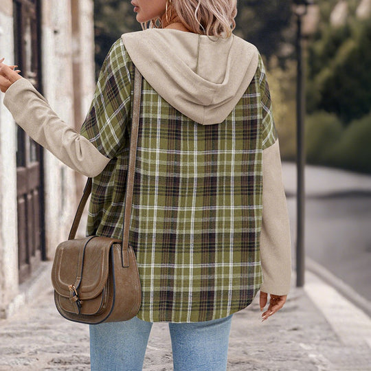 Damen Lässige Karierte Overshirt Nord Taschen