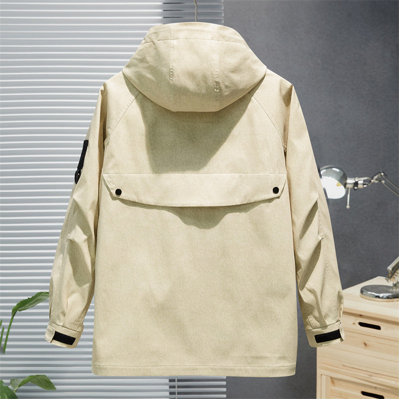 Herren Wasserabweisende Utility-Jacke mit Kapuze, verdecktem Reißverschluss & multifunktionalen Taschen Nord Taschen