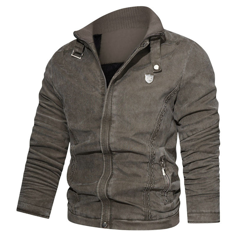 Herren leichter Canvas-Bomber mit Stehkragen, Reißverschluss und Reißverschlusstaschen Nord Taschen