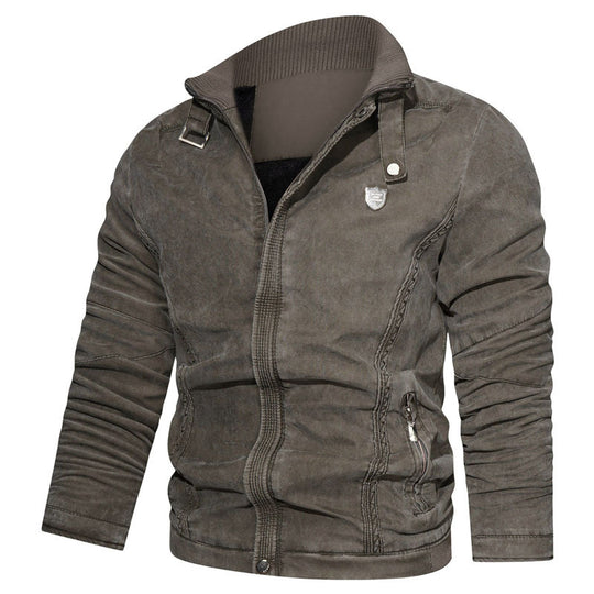 Herren leichter Canvas-Bomber mit Stehkragen, Reißverschluss und Reißverschlusstaschen Nord Taschen
