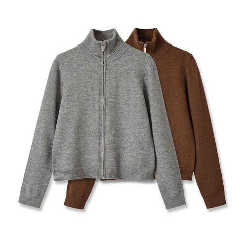 Damen Feinstrick-Zipcardigan mit hohem Stehkragen Nord Taschen
